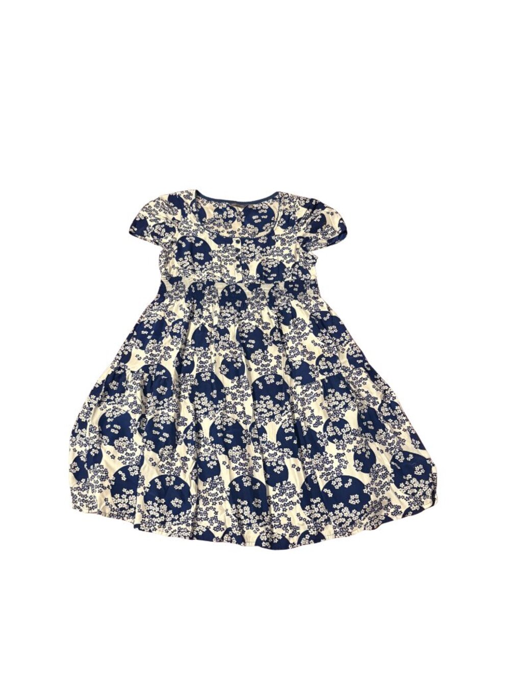 Marisfrolg Blue & White Silk Empire Waist Midi Dress
